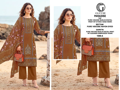 Paradise 1061-1069 Gucchi Viscose Muslin Pant Style Suits Supplier India