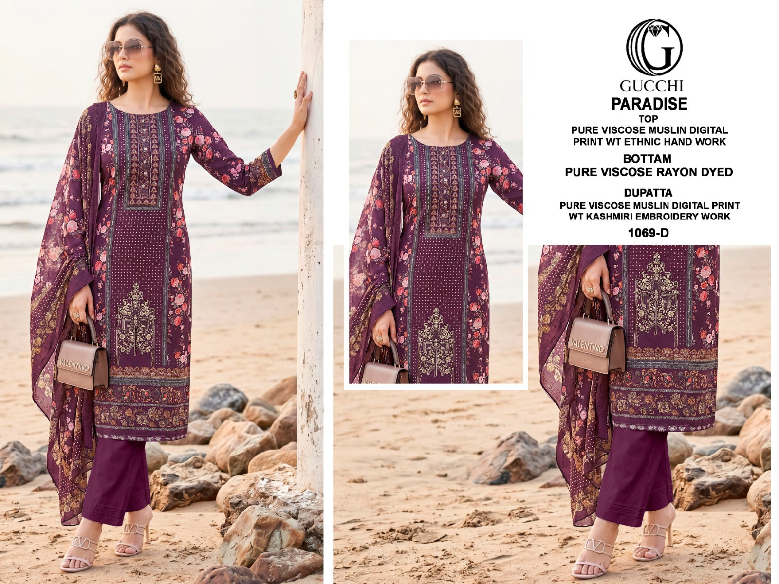 Paradise 1061-1069 Gucchi Viscose Muslin Pant Style Suits Supplier India