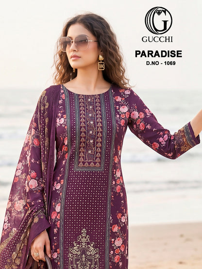 Paradise 1061-1069 Gucchi Viscose Muslin Pant Style Suits Supplier India