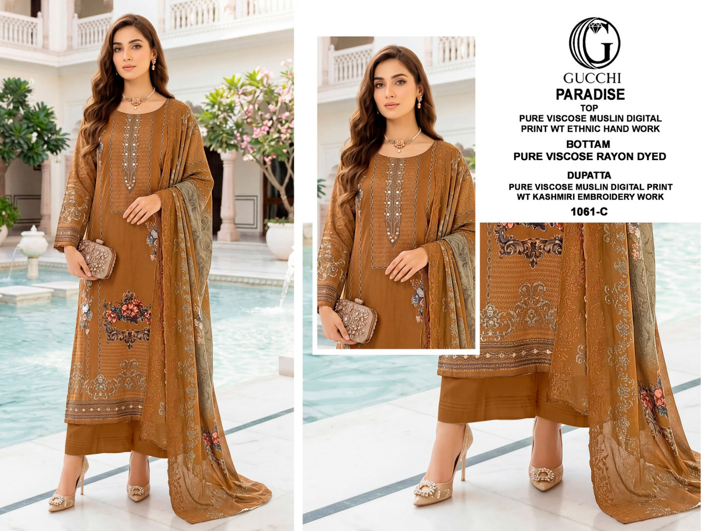Paradise 1061-1069 Gucchi Viscose Muslin Pant Style Suits Supplier India