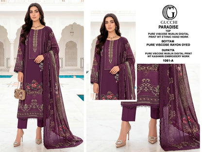 Paradise 1061-1069 Gucchi Viscose Muslin Pant Style Suits Supplier India