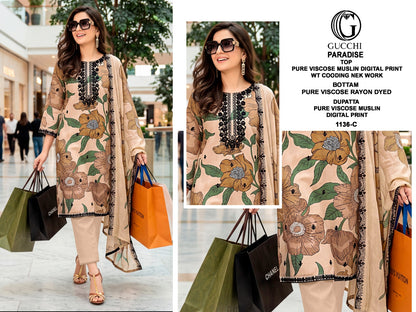 Paradise 1136 Gucchi Viscose Muslin Pant Style Suits Exporter India