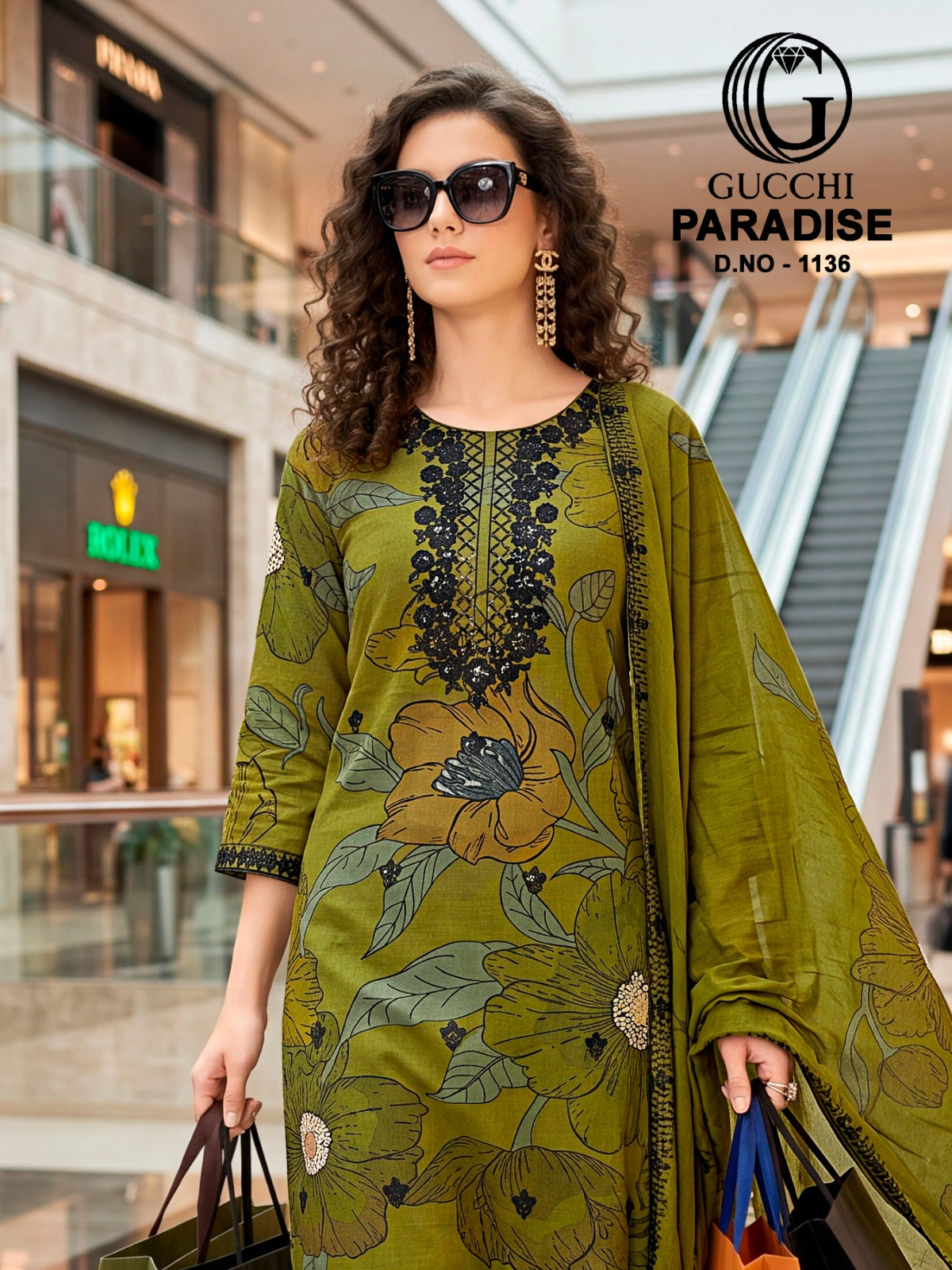 Paradise 1136 Gucchi Viscose Muslin Pant Style Suits Exporter India