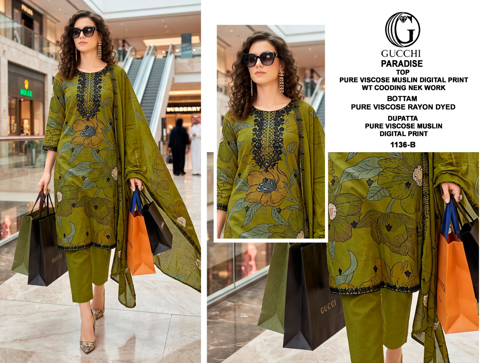 Paradise 1136 Gucchi Viscose Muslin Pant Style Suits Exporter India