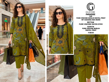 Paradise 1136 Gucchi Viscose Muslin Pant Style Suits Exporter India
