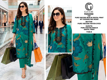 Paradise 1136 Gucchi Viscose Muslin Pant Style Suits Exporter India