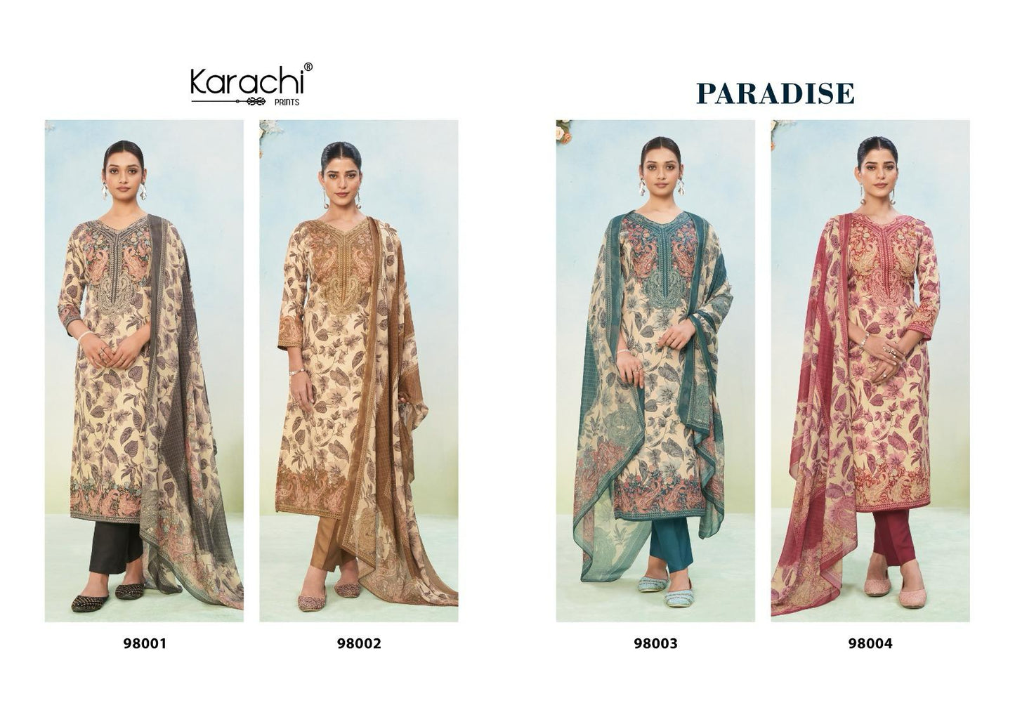Paradise Karachi Prints Pure Jam Pant Style Suits Exporter