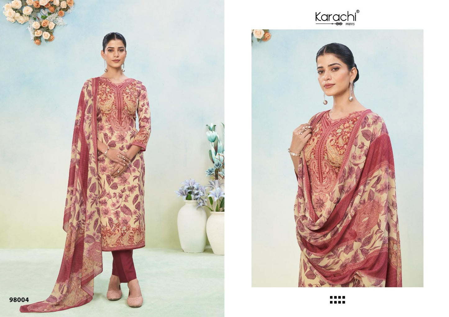 Paradise Karachi Prints Pure Jam Pant Style Suits Exporter