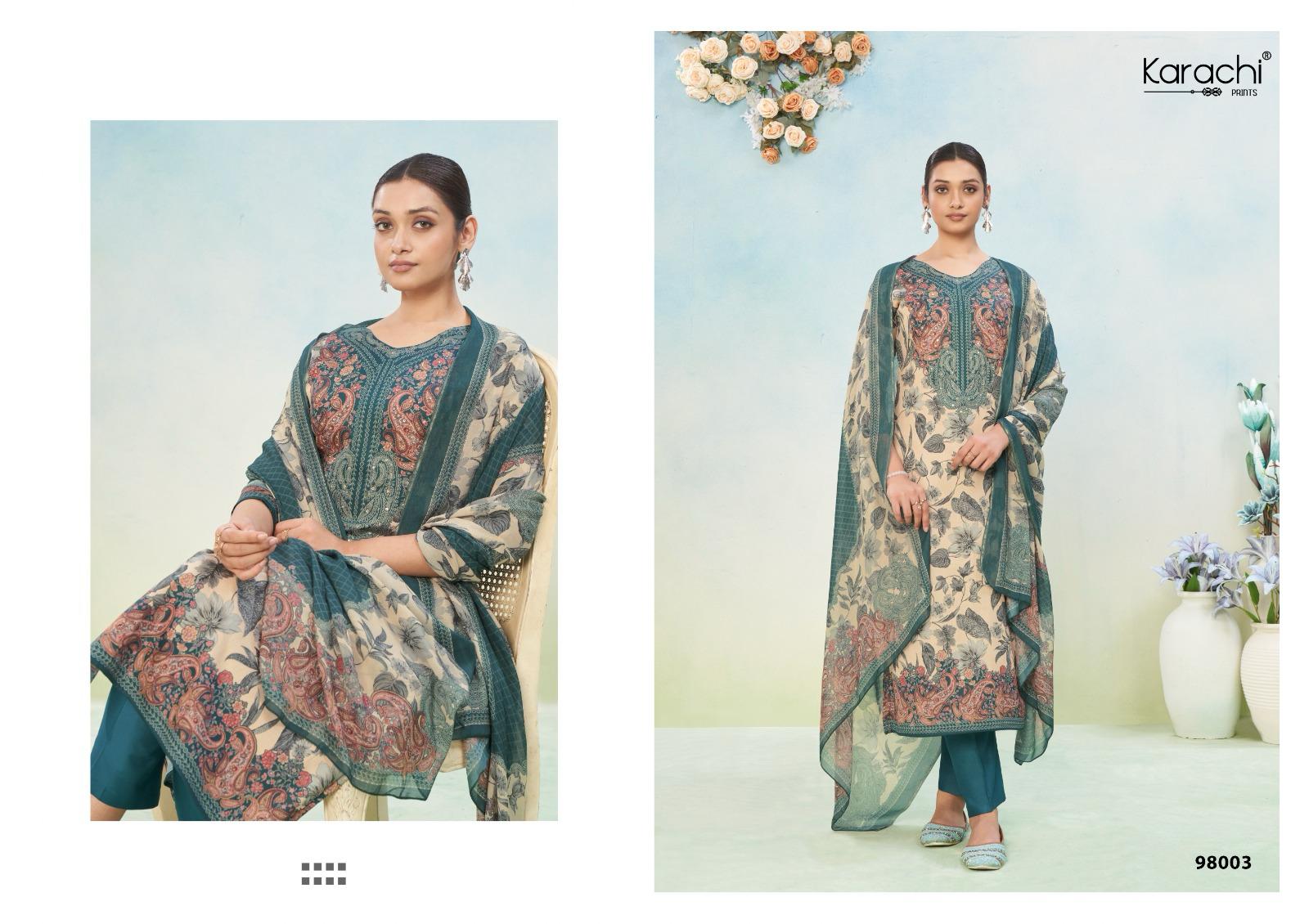 Paradise Karachi Prints Pure Jam Pant Style Suits Exporter