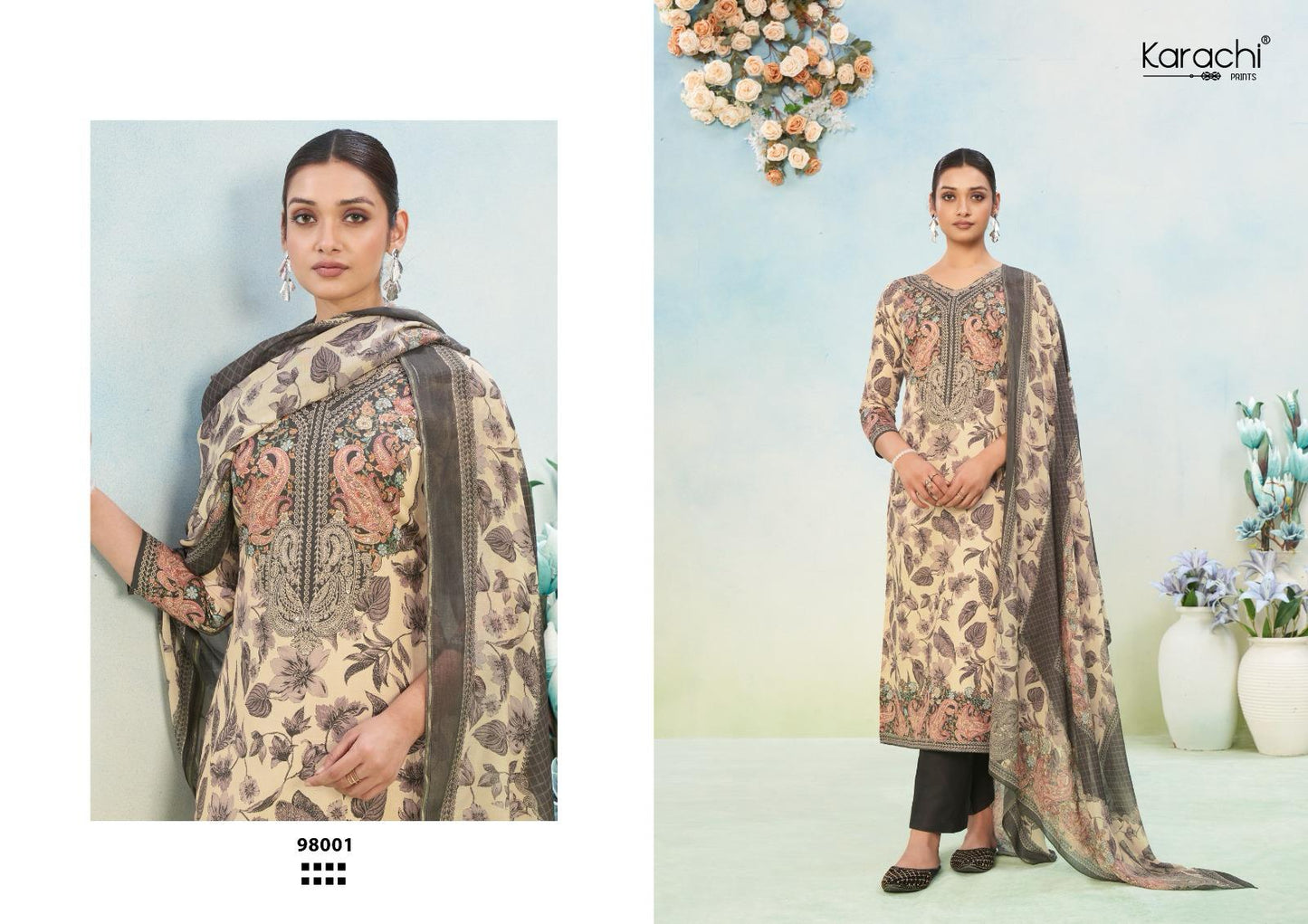 Paradise Karachi Prints Pure Jam Pant Style Suits Exporter