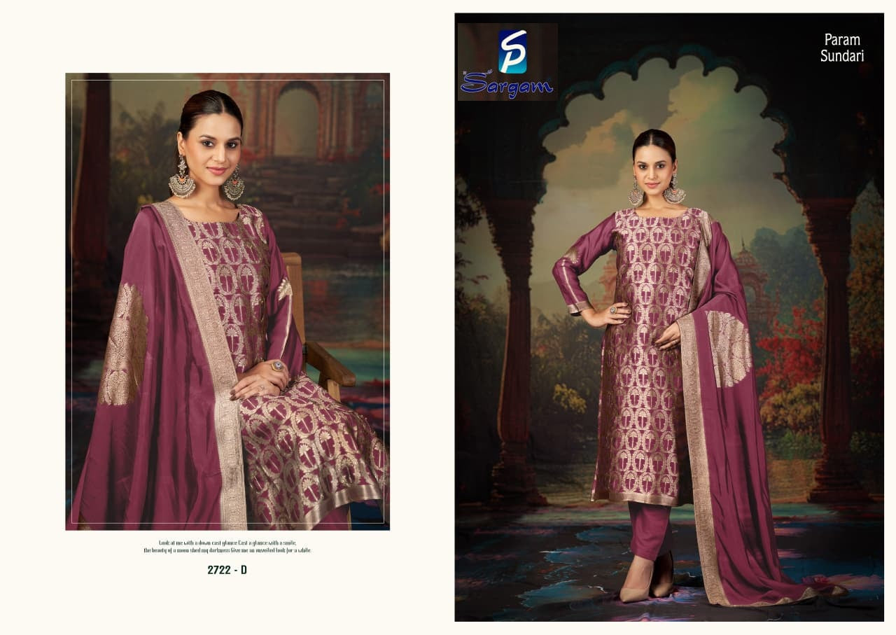 Param Sundari Sargam Prints Banglori Silk Pant Style Suits Exporter India