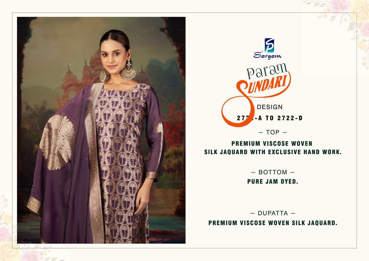 Param Sundari Sargam Prints Banglori Silk Pant Style Suits Exporter India