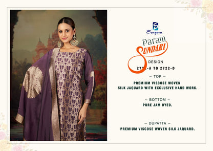 Param Sundari Sargam Prints Banglori Silk Pant Style Suits Exporter India