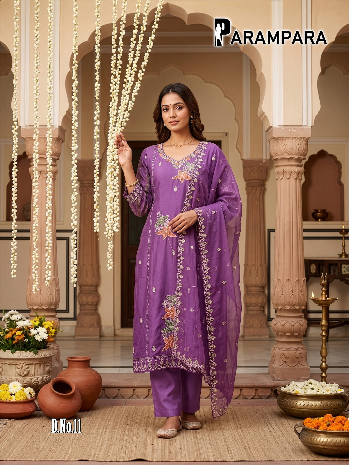 Parampara Prmnt Roman Simmer Readymade Pant Style Suits Supplier Ahmedabad