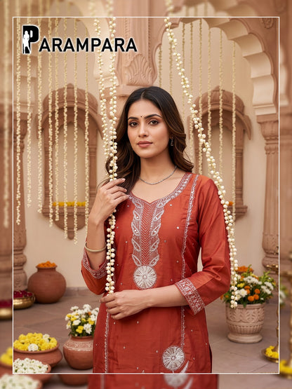 Parampara Prmnt Roman Simmer Readymade Pant Style Suits Supplier Ahmedabad