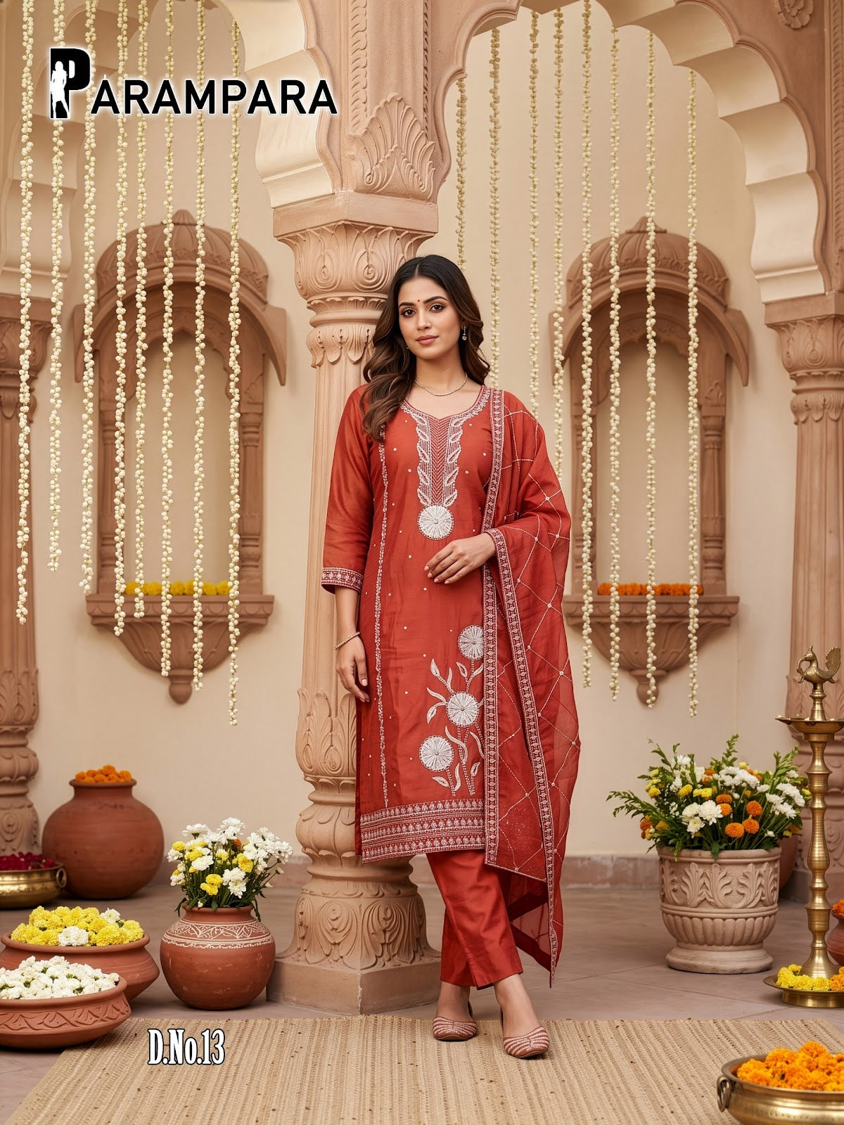 Parampara Prmnt Roman Simmer Readymade Pant Style Suits Supplier Ahmedabad