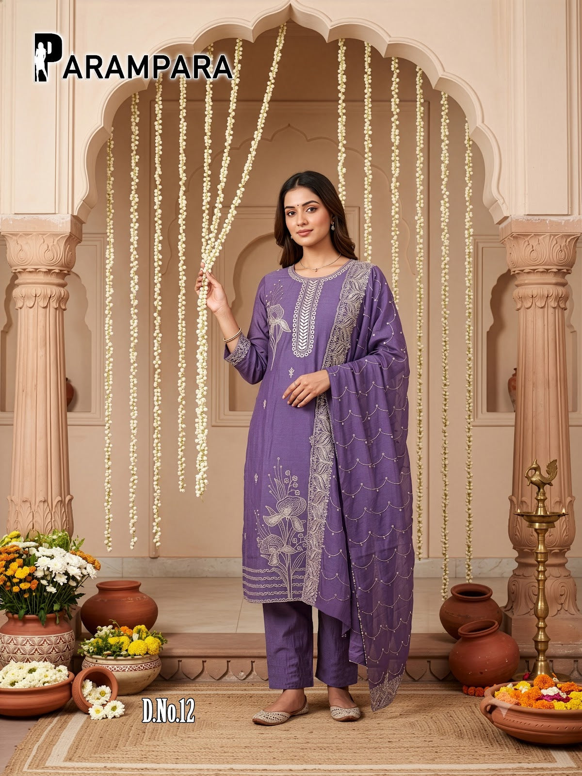 Parampara Prmnt Roman Simmer Readymade Pant Style Suits Supplier Ahmedabad