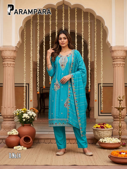 Parampara Prmnt Roman Simmer Readymade Pant Style Suits Supplier Ahmedabad