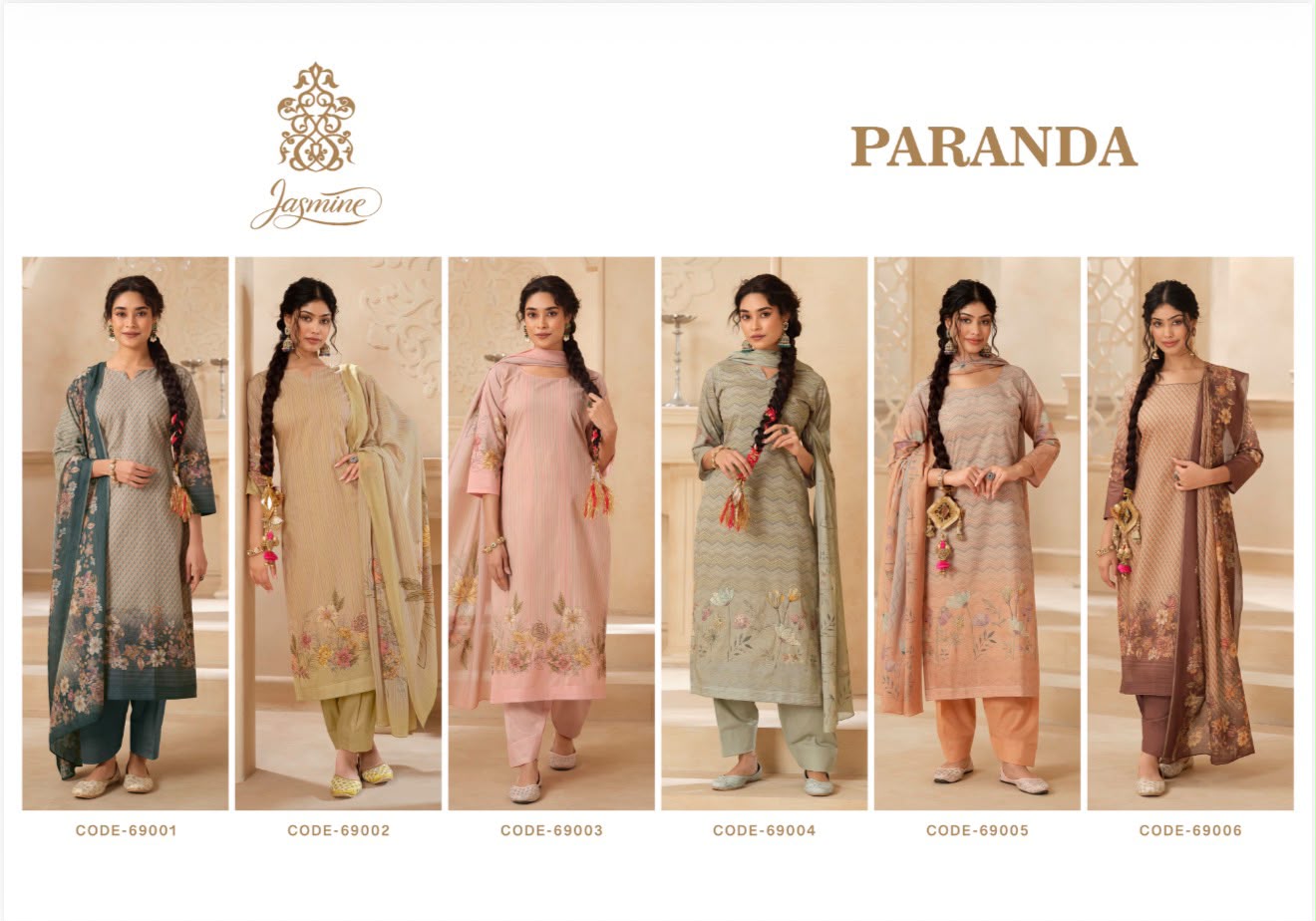 Paranda Jasmine Lawn Cotton Pakistani Salwar Suits Manufacturer Ahmedabad