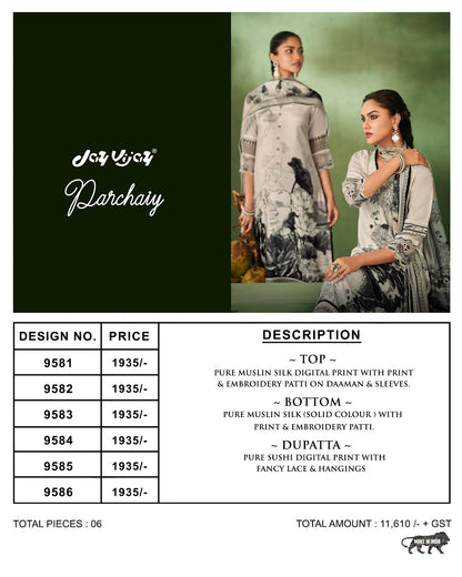 Parchaiy Jay Vijay Muslin Silk Pant Style Suits Manufacturer Gujarat