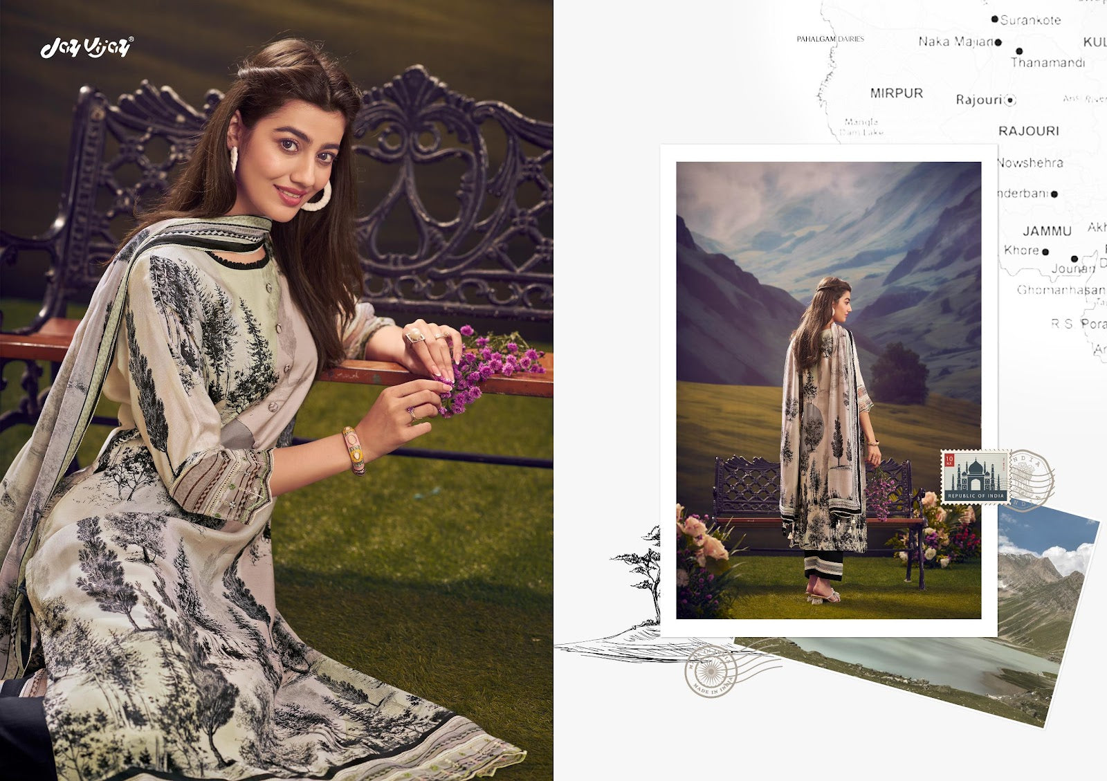 Parchaiy Vol 2 Jay Vijay Pure Muslin Pant Style Suits Exporter Ahmedabad