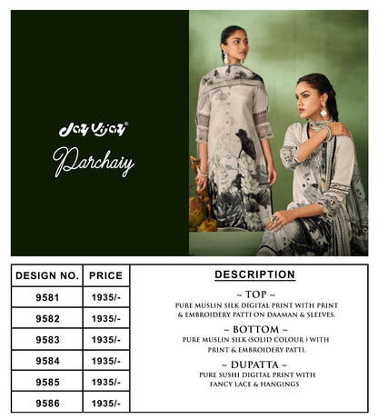 Parchay Jay Vijay Pure Muslin Pant Style Suits Wholesale Price