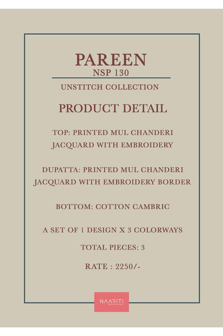 Pareen 130 Naariti Mul Chanderi Pant Style Suits Supplier India