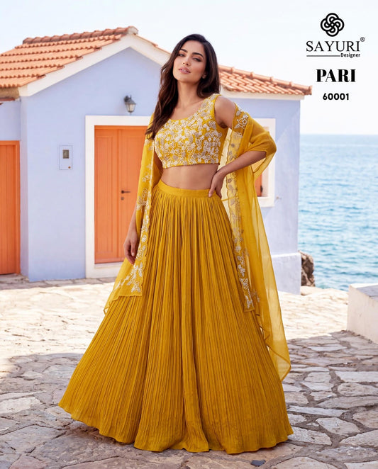 Pari 60001 Sayuri Chinon Silk Crop Top Skirt Jacket Manufacturer Gujarat