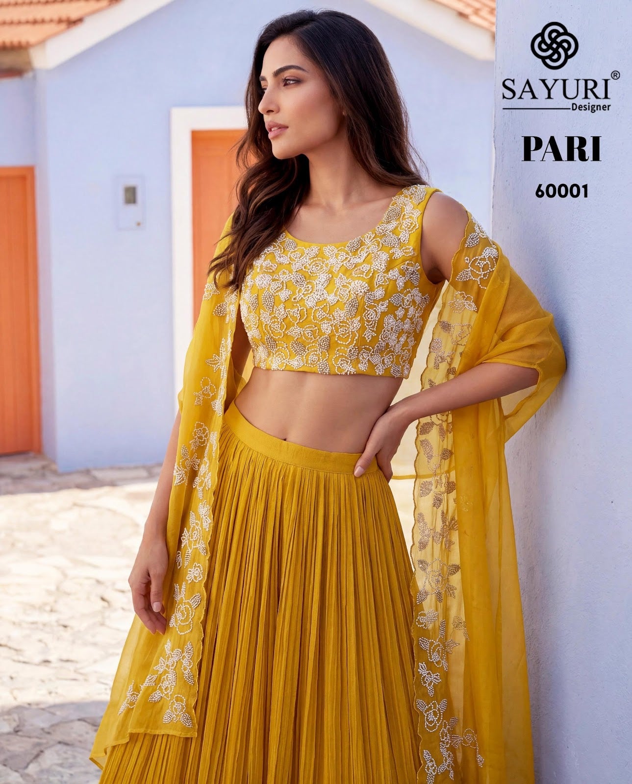 Pari 60001 Sayuri Chinon Silk Crop Top Skirt Jacket Manufacturer Gujarat