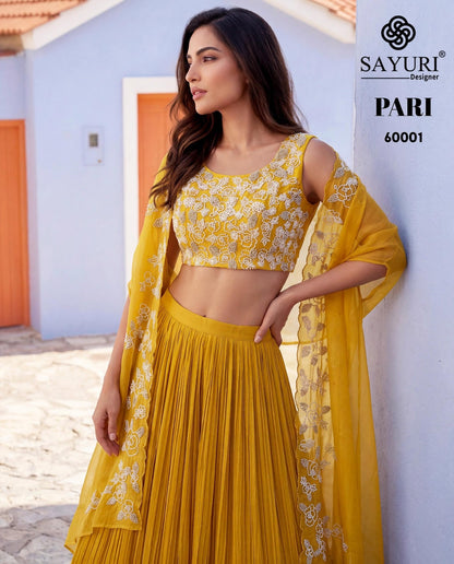Pari 60001 Sayuri Chinon Silk Crop Top Skirt Jacket Manufacturer Gujarat