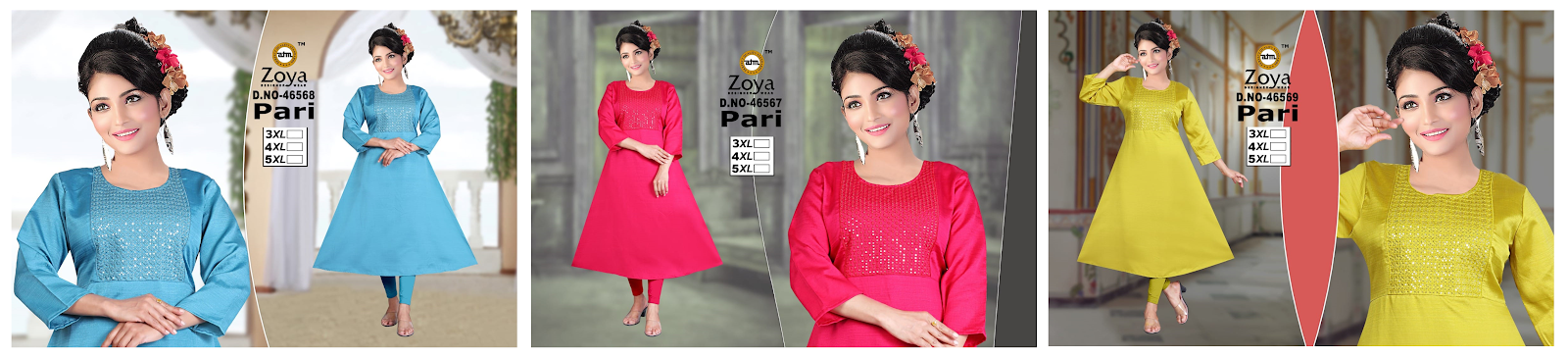 Pari Plus Size Zoya Shimmer Anarkali Kurtis Manufacturer India