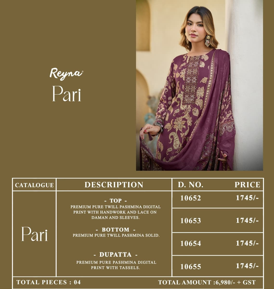 Pari Reyna Twill Pashmina Suits Wholesaler Gujarat