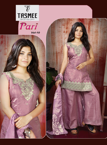 Pari Vol 10 Tasmee Roman Silk Girls Readymade Palazzo Suits Wholesaler