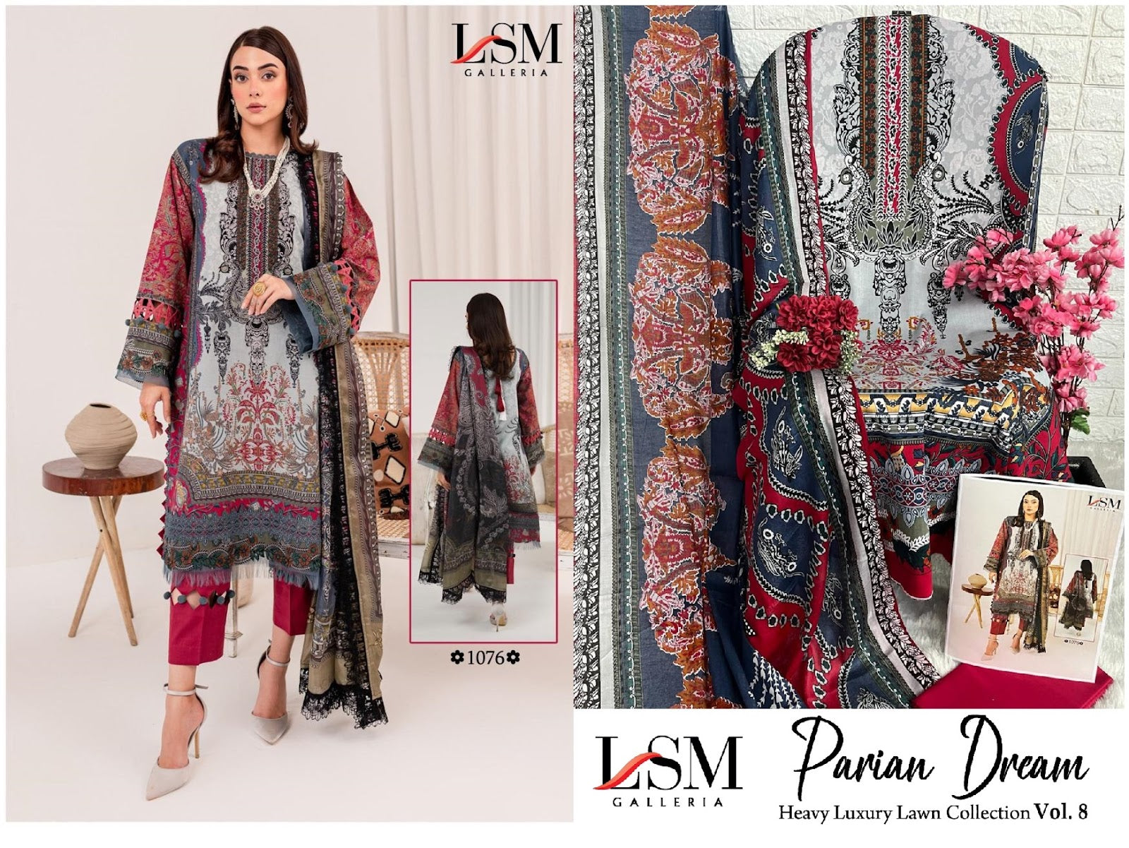 Parian Dream Heavy Luxury Lawn Collection Vol 8 Lsm Galleria Karachi Salwar Suits