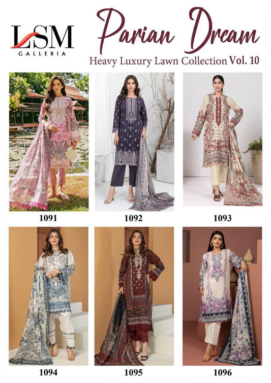 Parian Dream Luxury Lawn Collection Vol 10 Lsm Galleria Cotton Karachi Salwar Suits Manufacturer