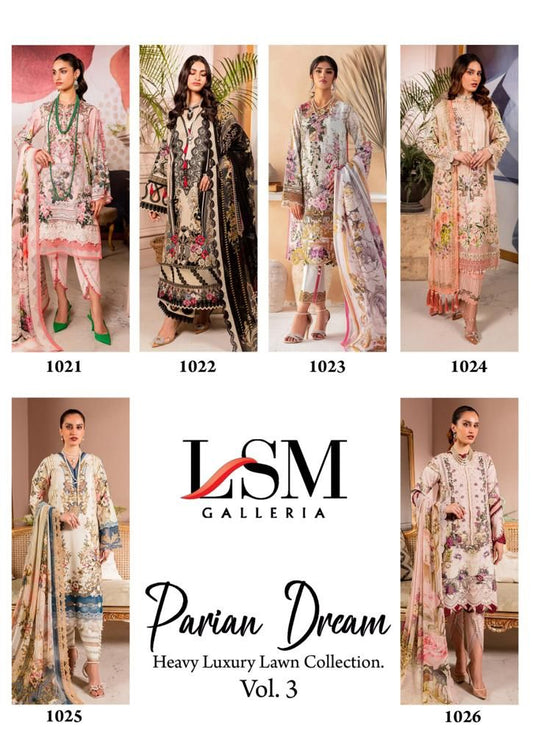 Parian Dream Luxury Lawn Collection Vol 3 Lsm Galleria Cotton Karachi Salwar Suits Wholesaler