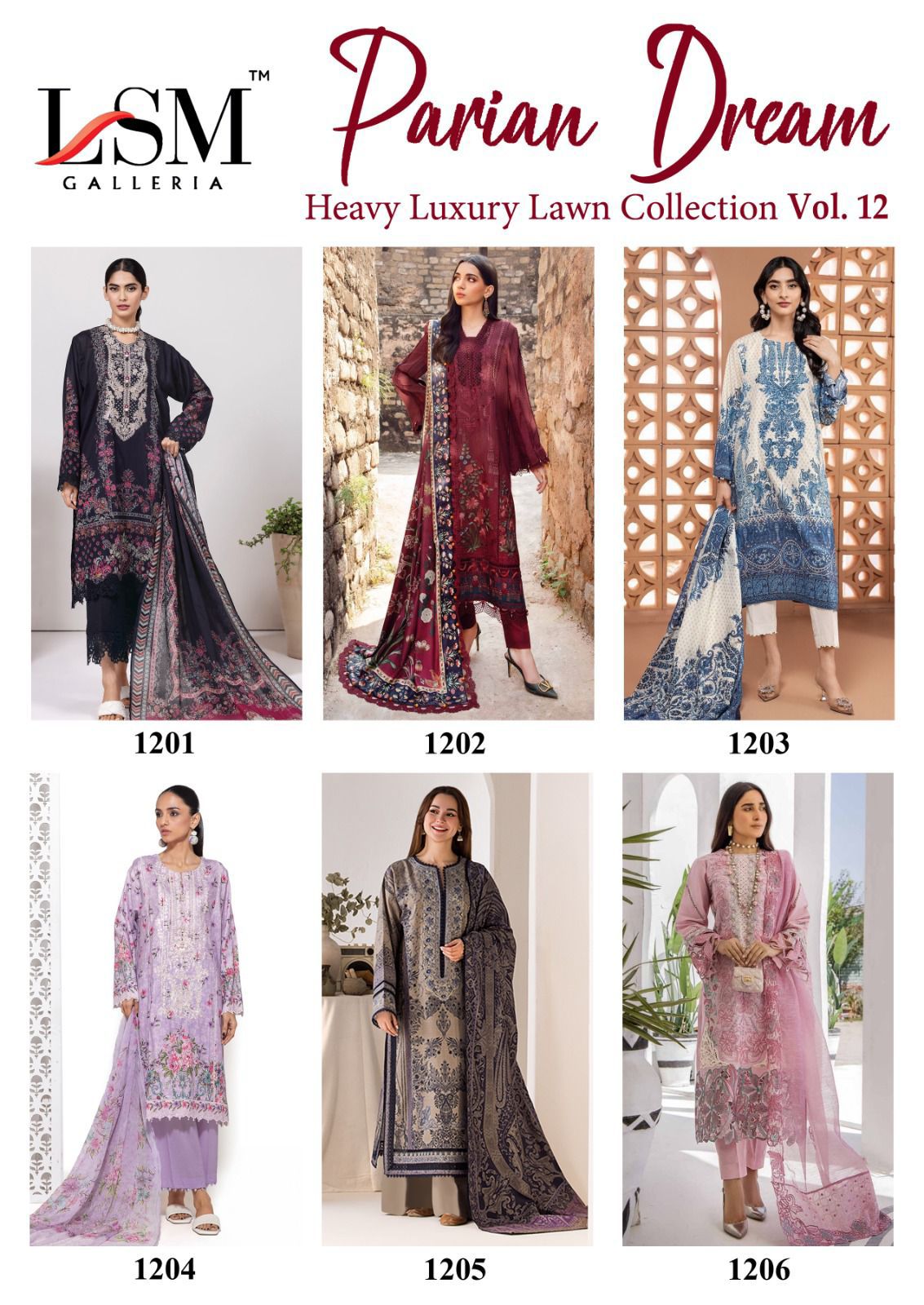 Parian Dream Vol 12 Luxury Lawn Collection Lsm Galleria Karachi Salwar Suits Supplier India
