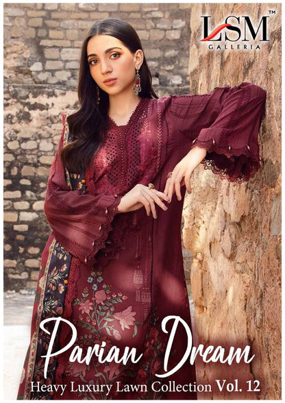 Parian Dream Vol 12 Luxury Lawn Collection Lsm Galleria Karachi Salwar Suits Supplier India