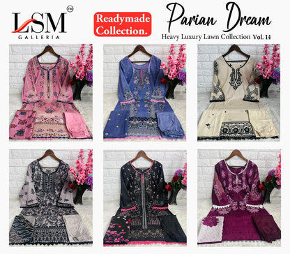 Parian Dream Vol 14 Luxury Lawn Collection Lsm Galleria Lawn Karachi Readymade Suits Supplier Ahmedabad