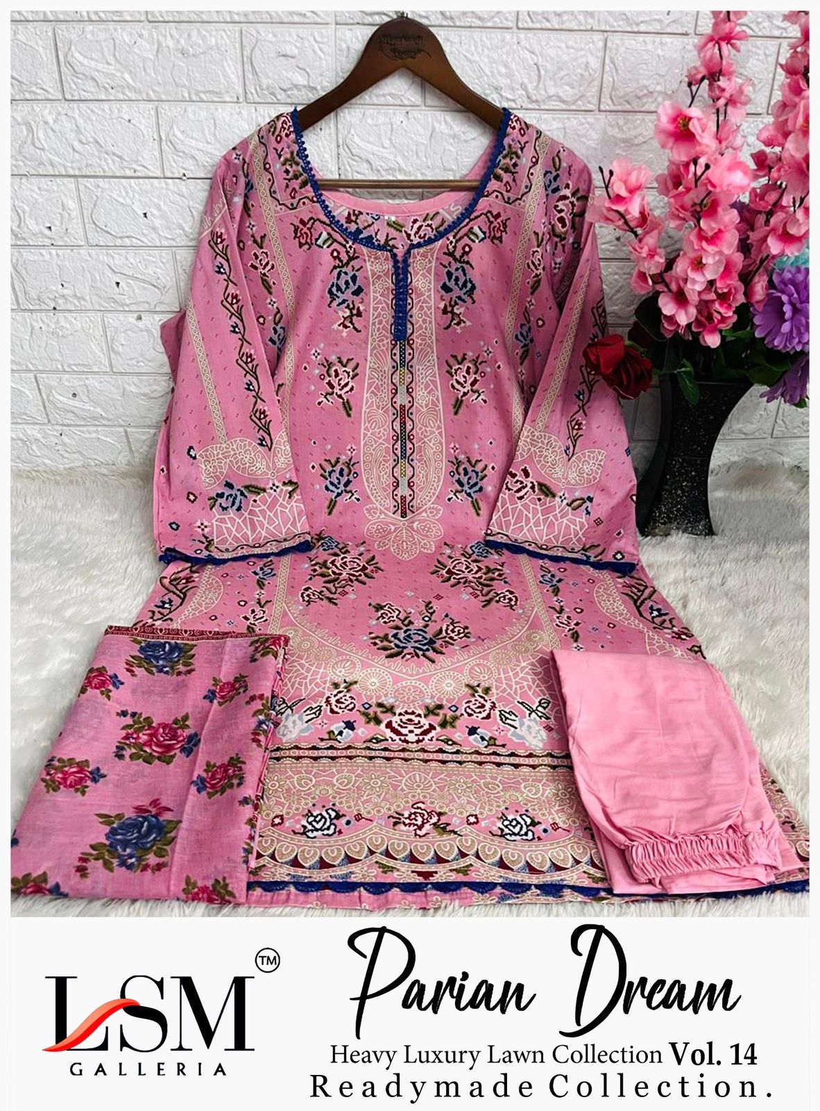 Parian Dream Vol 14 Luxury Lawn Collection Lsm Galleria Lawn Karachi Readymade Suits Supplier Ahmedabad