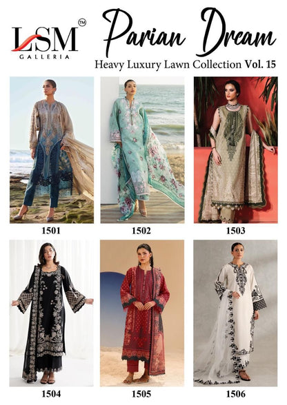 Parian Dream Vol 15 Luxury Lawn Collection Lsm Galleria Karachi Salwar Suits Supplier India