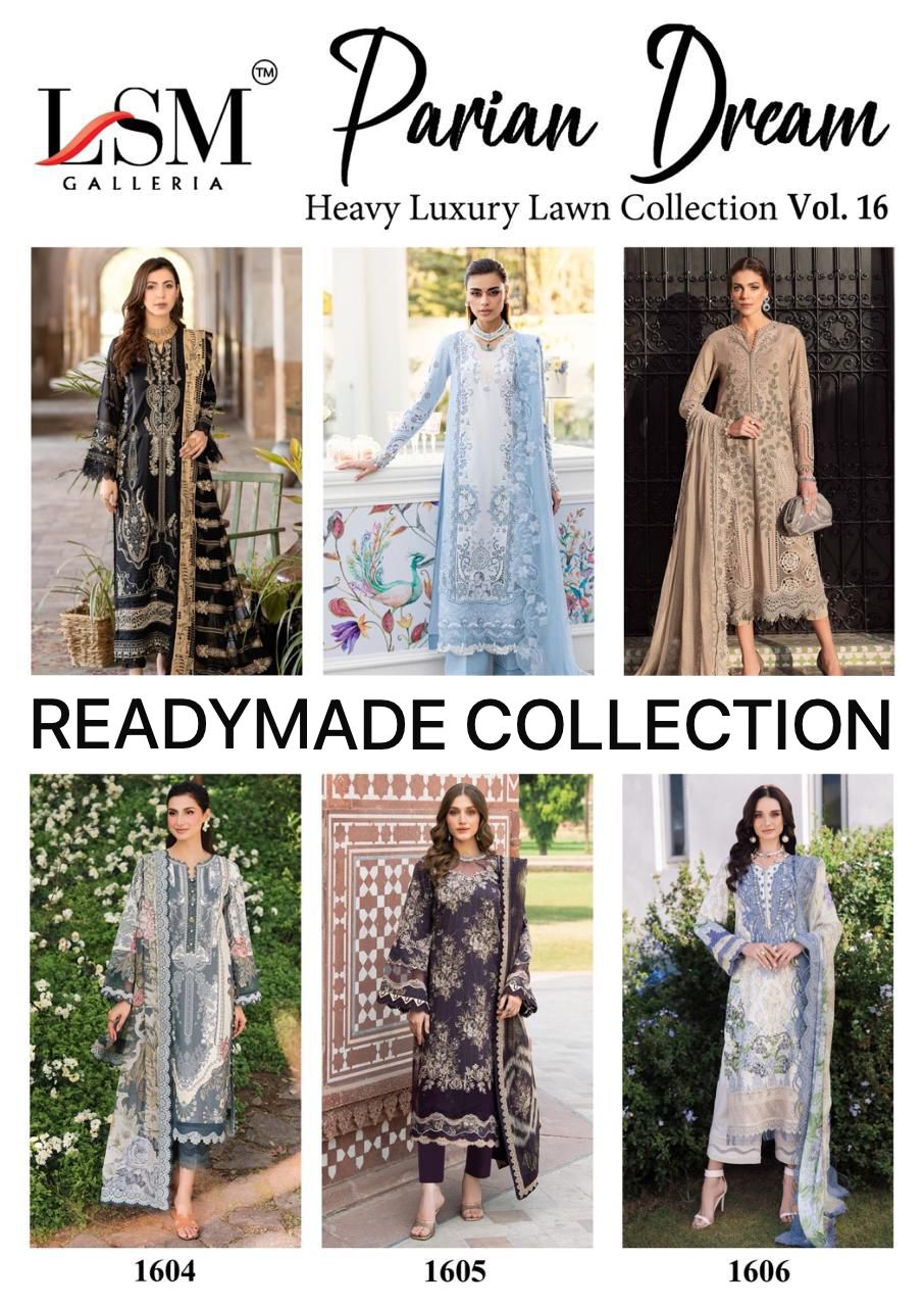 Parian Dream Vol 16 Luxury Lawn Collection Lsm Galleria Cotton Karachi Readymade Suits Supplier Gujarat