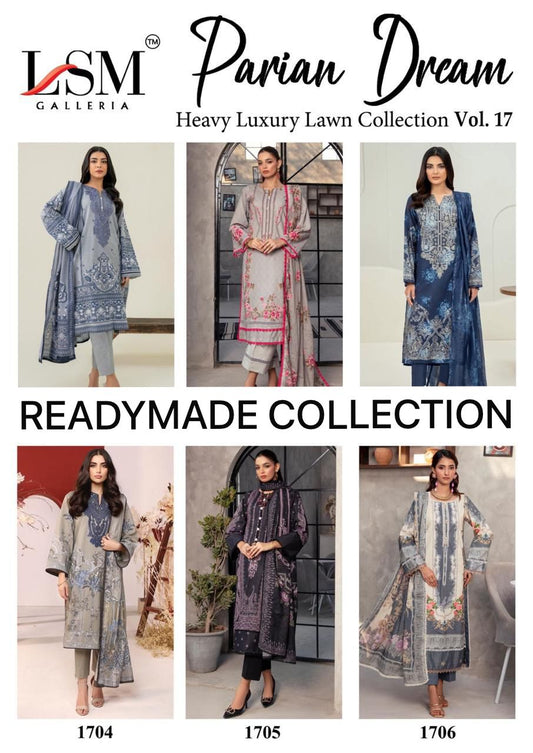 Parian Dream Vol 17 Heavy Luxury Lawn Collection Lsm Galleria Cotton Karachi Readymade Suits Wholesaler Ahmedabad