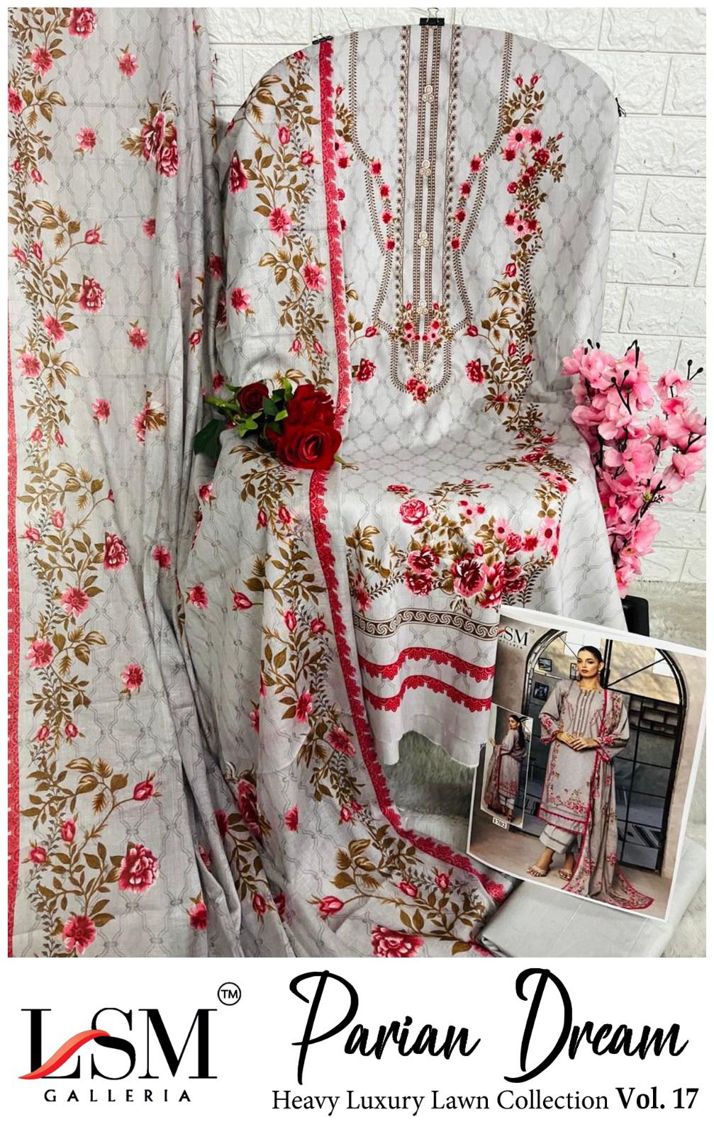 Parian Dream Vol 17 Luxury Lawn Collection Lsm Galleria Karachi Salwar Suits Manufacturer