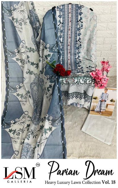 Parian Dream Vol 18 Luxury Lawn Collection Lsm Galleria Heavy Lawn Karachi Salwar Suits Exporter Gujarat
