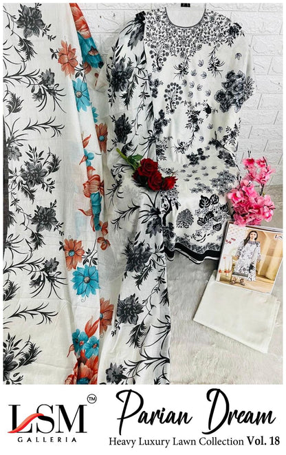 Parian Dream Vol 18 Luxury Lawn Collection Lsm Galleria Heavy Lawn Karachi Salwar Suits Exporter Gujarat