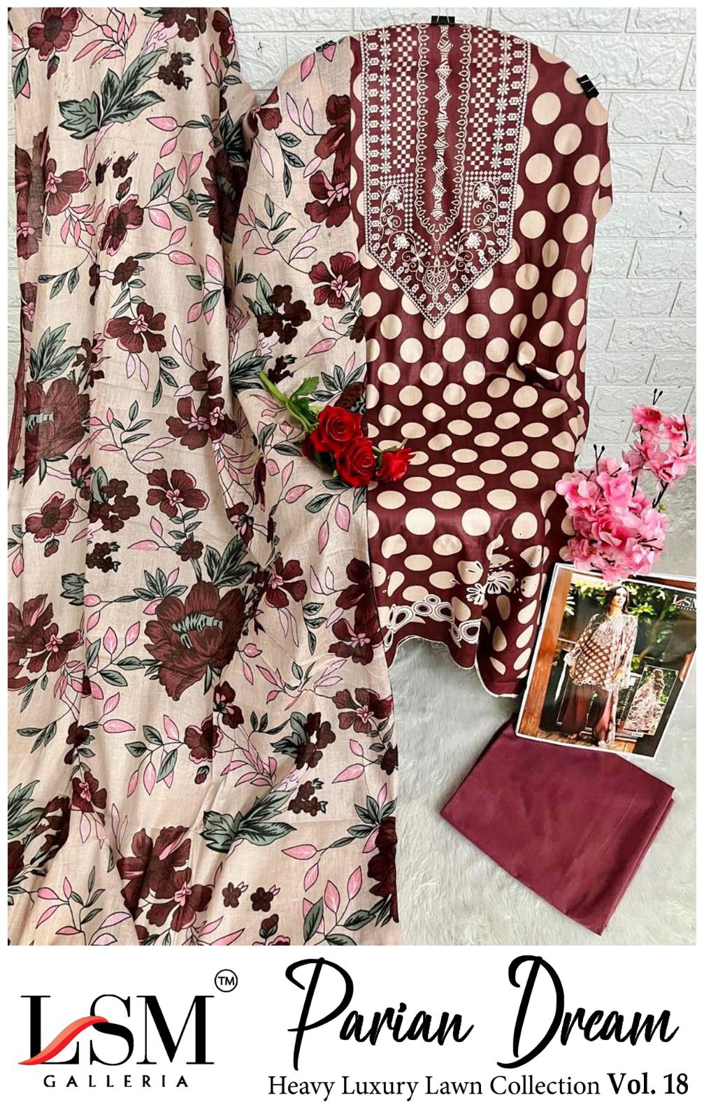 Parian Dream Vol 18 Luxury Lawn Collection Lsm Galleria Heavy Lawn Karachi Salwar Suits Exporter Gujarat