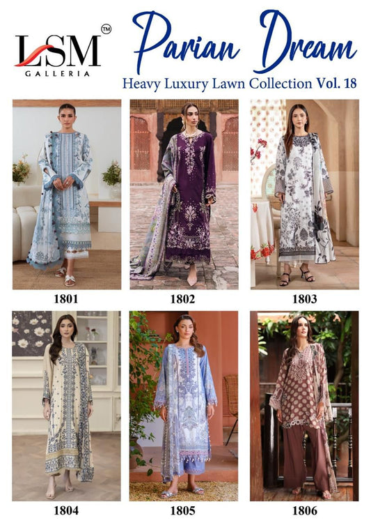 Parian Dream Vol 18 Luxury Lawn Collection Lsm Galleria Heavy Lawn Karachi Salwar Suits Exporter Gujarat