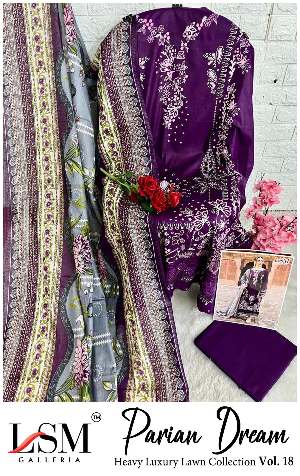 Parian Dream Vol 18 Luxury Lawn Collection Lsm Galleria Heavy Lawn Karachi Salwar Suits Exporter Gujarat