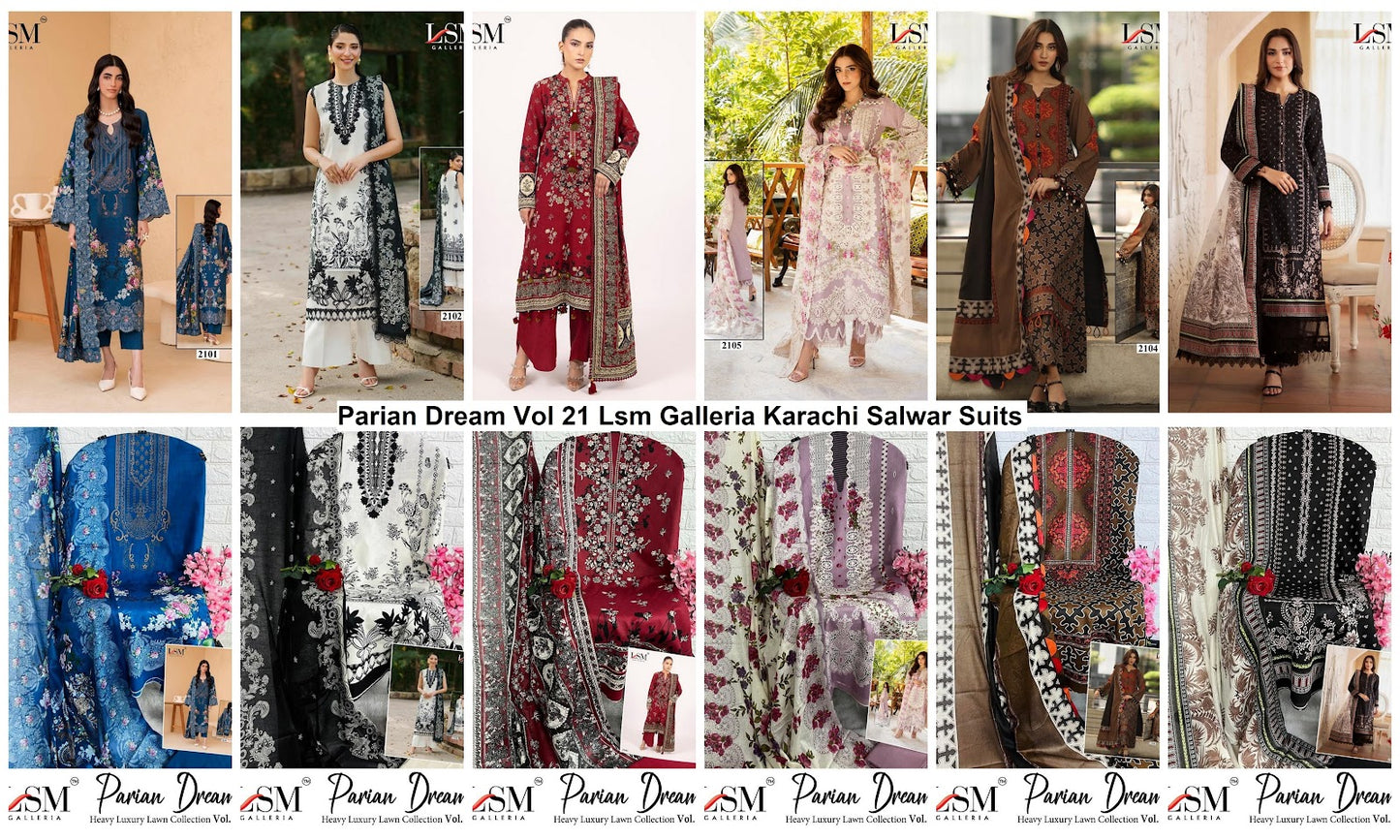 Parian Dream Vol 21 Lsm Galleria Lawn Karachi Salwar Suits Exporter India